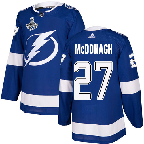 Adidas Tampa Bay Lightning #27 Ryan McDonagh Blue Home Authentic Youth 2020 Stanley Cup Champions Stitched NHL Jersey->youth nhl jersey->Youth Jersey